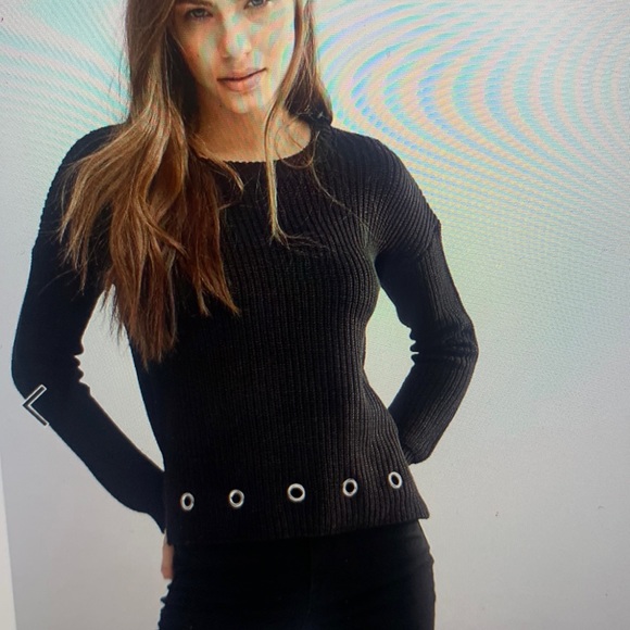 Brave Soul Sweaters - Brave Soul black Sweater with Eyelets